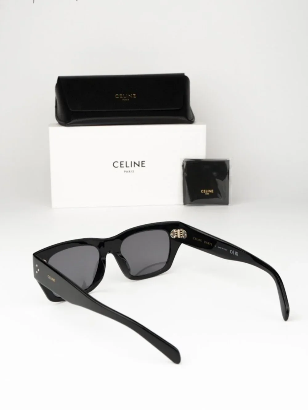 Celine Men Sunglasses Black Grey Polarized Cat Eye CL40297U 01D NEW AUTHENTIC